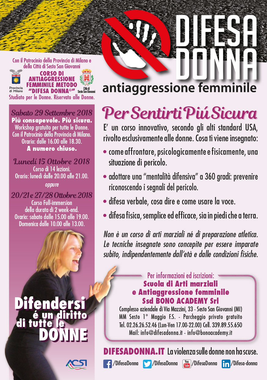 Corso Full-Immersion Difesa Donna – 20/21 e 27/28 Ottobre 2018